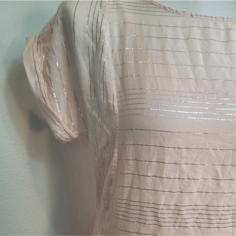 NWT PEYTON & PARKER Pink Silver Stripe English Country Garden Midi Dress Sz: S - Picture 13 of 16
